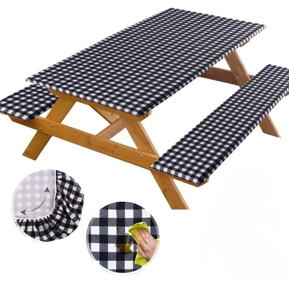 5ft Polyester Picnic Table Cover with Bench Covers Windproof & Waterproof Tablecloth, Perfect for... | Walmart (US)