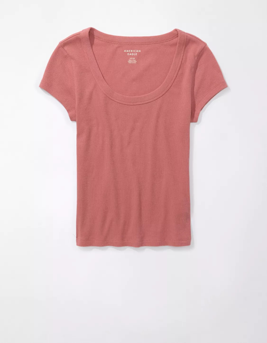 AE Hey Baby Short-Sleeve Scoop Ribbed Tee | American Eagle Outfitters (US & CA)