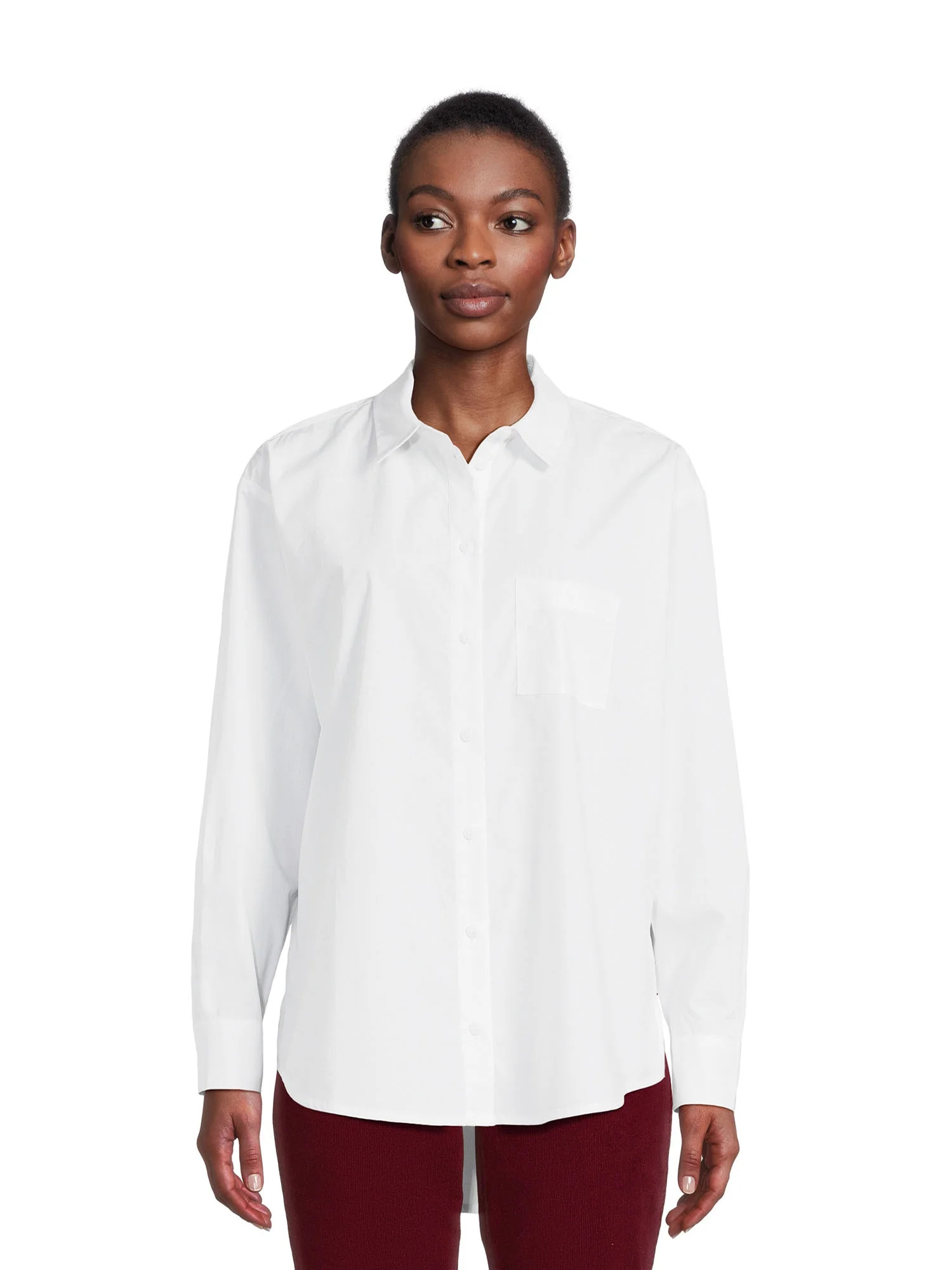 Time and Tru Women's Oversized Shirt with Long Sleeves, Sizes XS-3XL | Walmart (US)