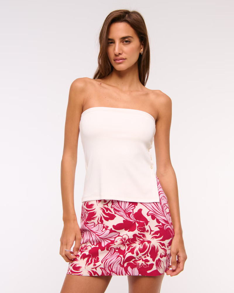 The A&F Scarlett Linen-Blend Mini Skort | Abercrombie & Fitch (US)