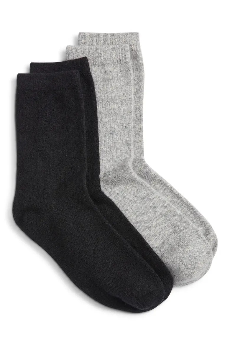 Assorted 2-Pack Cashmere Blend Crew Socks (Women) | Nordstrom | Nordstrom