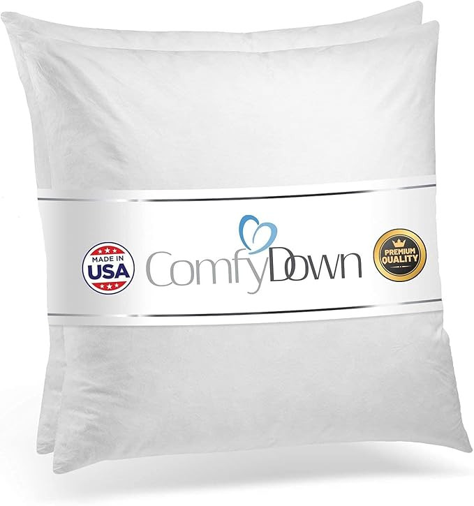 Set of Two20X20 Decorative Throw Pillow Insert, Down and Feathers Fill, 100% Cotton Cover 233 Thr... | Amazon (US)