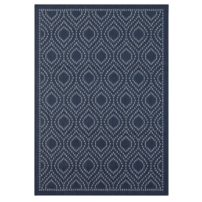 allen + roth Outdoor 5 x 7 Navy Indoor/Outdoor Medallion Bohemian/Eclectic Area Rug Lowes.com | Lowe's