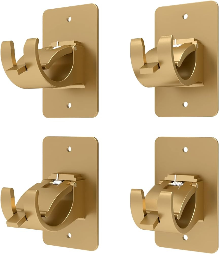 4PCS No Drill Curtain Brackets, Self-Adhesive Rod Holders, Universal Plastic Nail Free, Adjustabl... | Amazon (US)