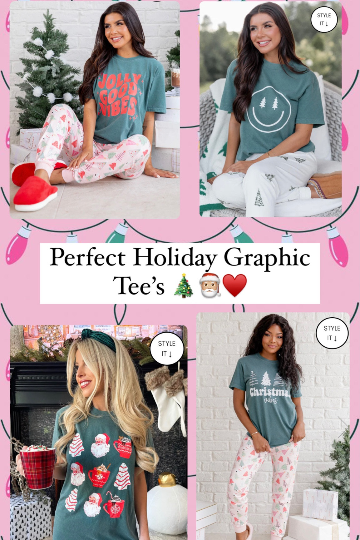 Holiday graphic tees 
Christmas 
Festive 
Smiley face 
Green 
Holly jolly 
Black Friday 
Cyber Monday 
Shopping 
Sales 
Gift guide 
Presents 
Pink lily 

#LTKGiftGuide #LTKHoliday #LTKCyberWeek