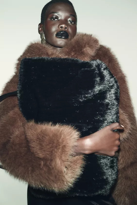 FAUX FUR TOTE BAG | Zara US