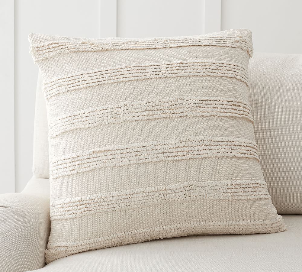 Damia Handwoven Textured Pillow Cover, 22 x 22"", Ivory Multi | Pottery Barn (US)