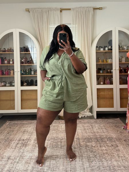Target Linen Set Available up to a 4X - I’m wearing a 2X in both pieces 

Summer Outfits, vacation outfits, plus Size Fashion 

#LTKPlusSize #LTKFindsUnder50 #LTKFindsUnder100