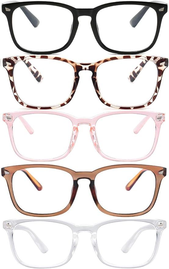 Blue Light Blocking Glasses,Square Nerd Eyeglasses Frame Anti Blue Ray Computer Game Glasses Anti... | Amazon (US)