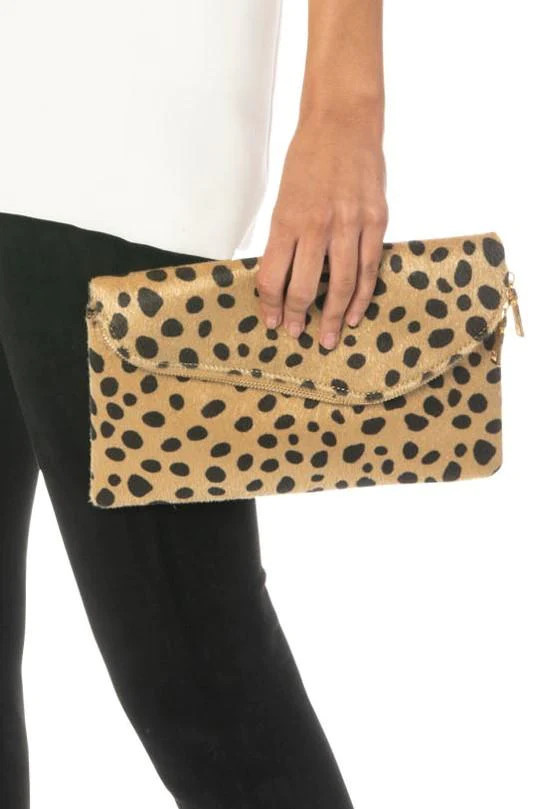 Leopard Print Clutch (OS / Leopard / Faux cowhide fur) | Hypeach Boutique