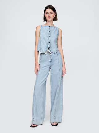 Mid Rise UltraSoft Denim Baggy Trousers | Gap (CA)