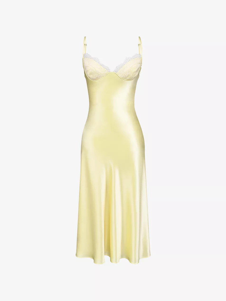 Felicity Lace-Cup Satin Midi Dress | Selfridges