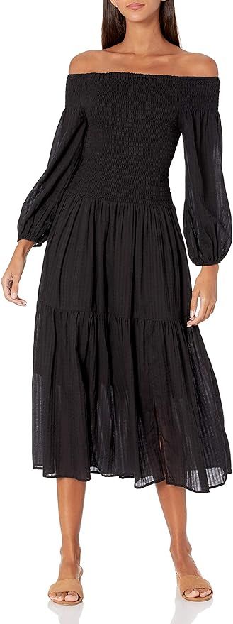 ASTR the label Women's Long Sleeve Off The Shoulder Utopia Smocked a Line Maxi Dress | Amazon (US)