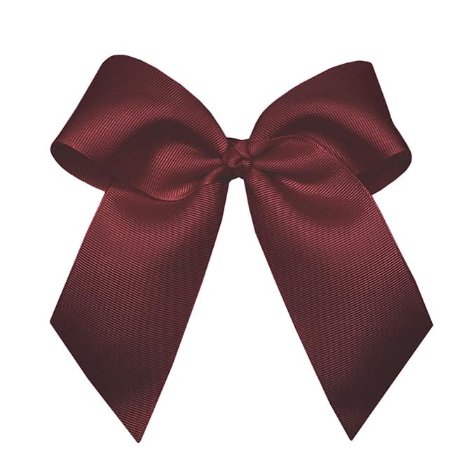 WD2U Girls Large 6" Grosgrain Knotted Hair Bow with Tails on Alligator Clip (Burgundy Maroon) | Amazon (US)