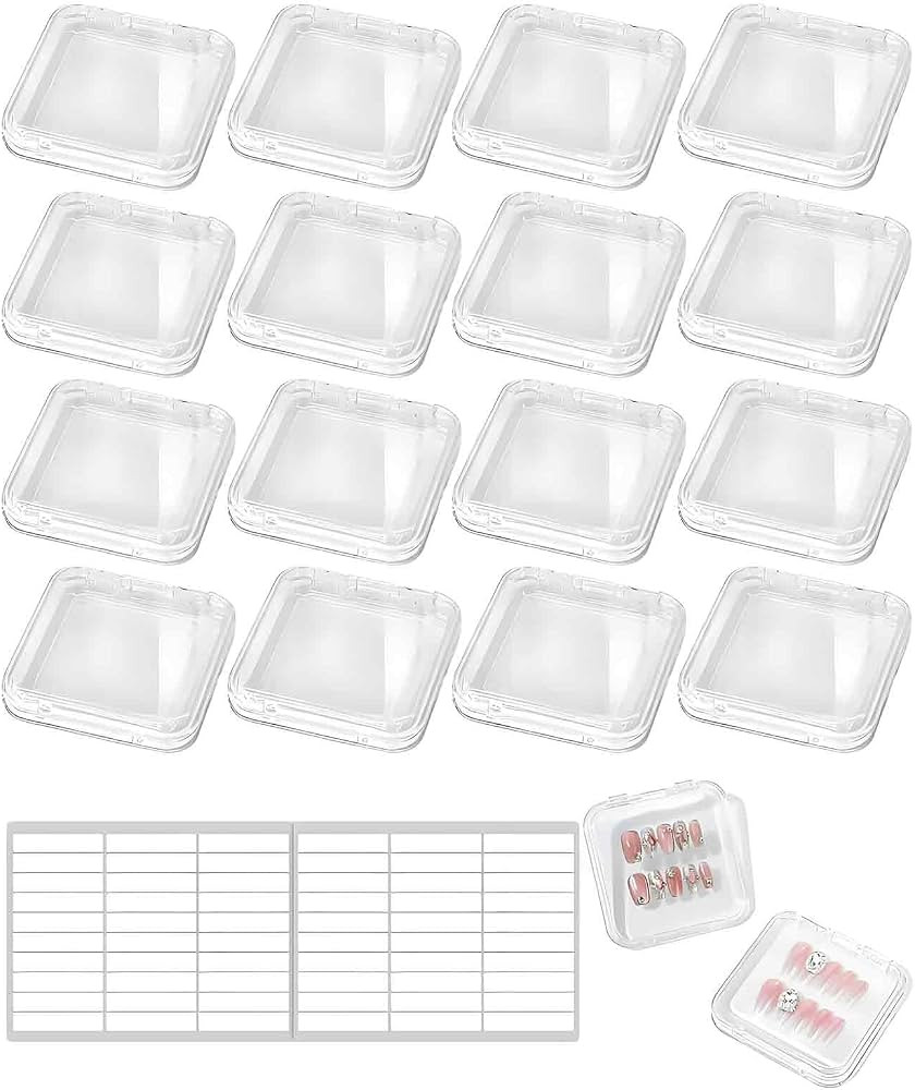 18PCS Press on Nail Cases, Artificial False Nail Storage Box Container with 60 PCS Adhesive Doubl... | Amazon (US)