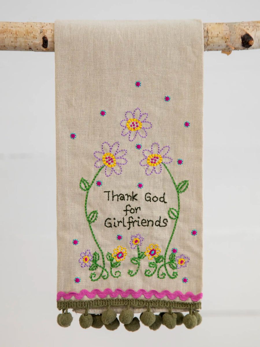 Linen Embroidered Hand Towel - Girlfriends | Natural Life