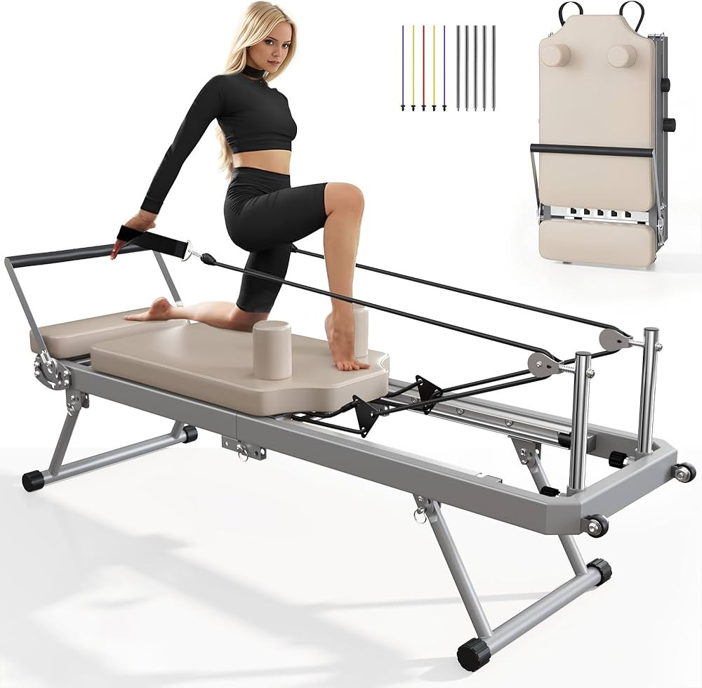 SogesPower Pilates Reformer Machine for Home Gym Workout, Foldable Pilates Equipment with High St... | Amazon (US)