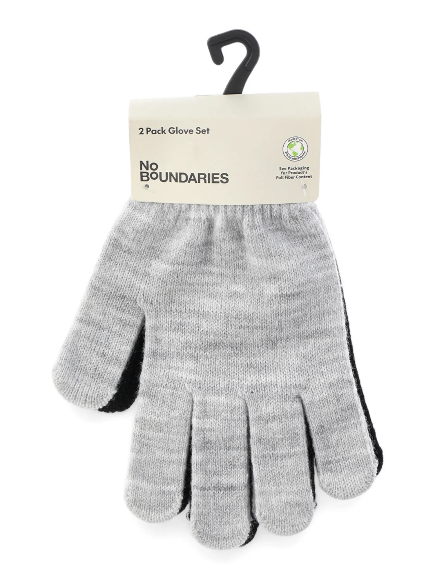 No Boundaries Women's Knit Winter Gloves 2-Pack, Light Grey Heather | Walmart (US)