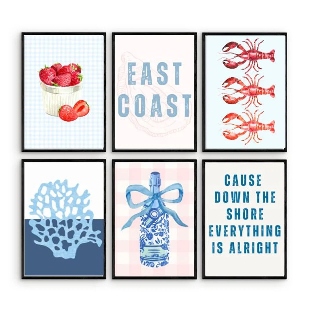 East Coast Print Blue Coastal Granddaughter Decor Aesthetic Coastal Cowgirl Wall Art Blue Text Po... | Etsy (US)
