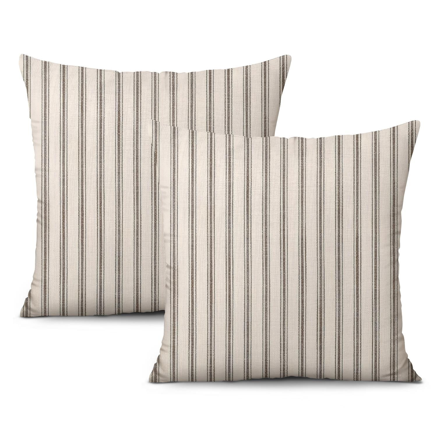 Set of 2 Farmhouse Linen Striped Patchwork 20x20inch Throw Pillow Covers - Adds Charm to Porch Sw... | Walmart (CA)