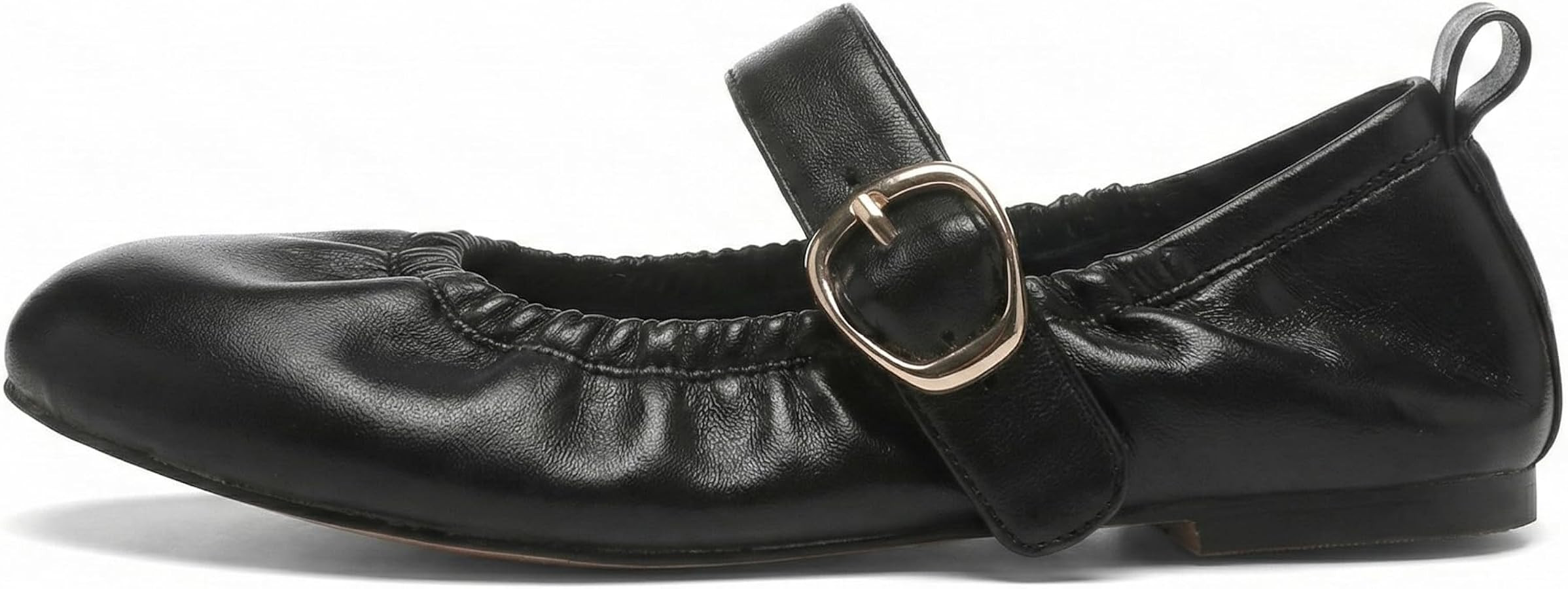 Women's Ruched Ballet Flats Buckle Strap Mary Jane Flat Shoes Slip On Soft Faux Suede Round Toe C... | Amazon (US)