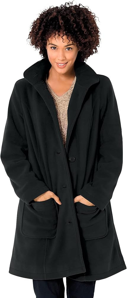 Woman Within Women's Plus Size Hooded A-Line Fleece Coat | Amazon (US)