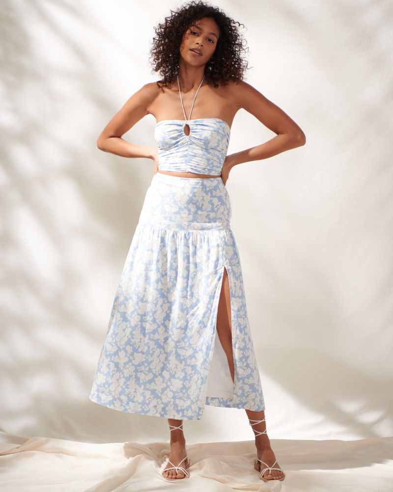 Tiered Linen-Blend Maxi Skirt | Abercrombie & Fitch (US)