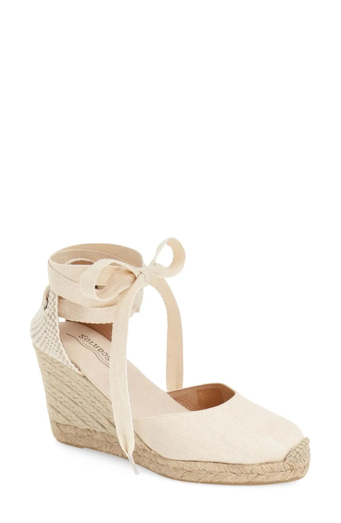 Women's Soludos Wedge Lace-Up Espadrille Sandal, Size 10 M - Beige | Nordstrom