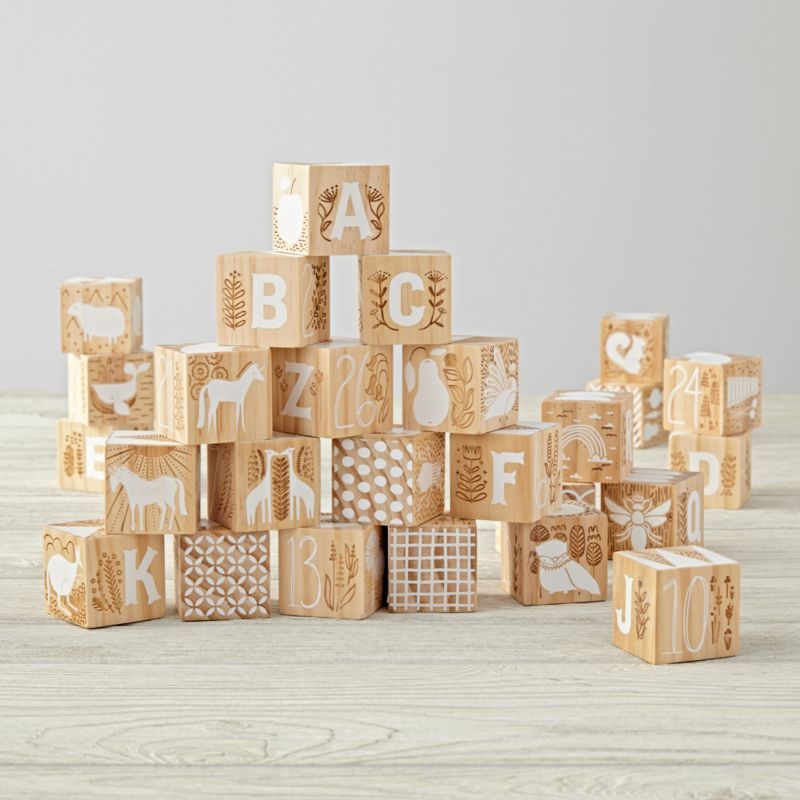 Etched Educational Keepsake Wooden Baby Blocks + Reviews | Crate & Kids | Crate & Barrel