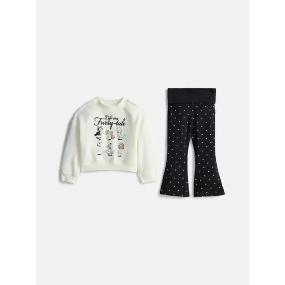 Minnie Mouse Toddler Girls Allover Print Top and Flared Leggings Set, 2-Piece, Sizes 12M-5T | Walmart (US)