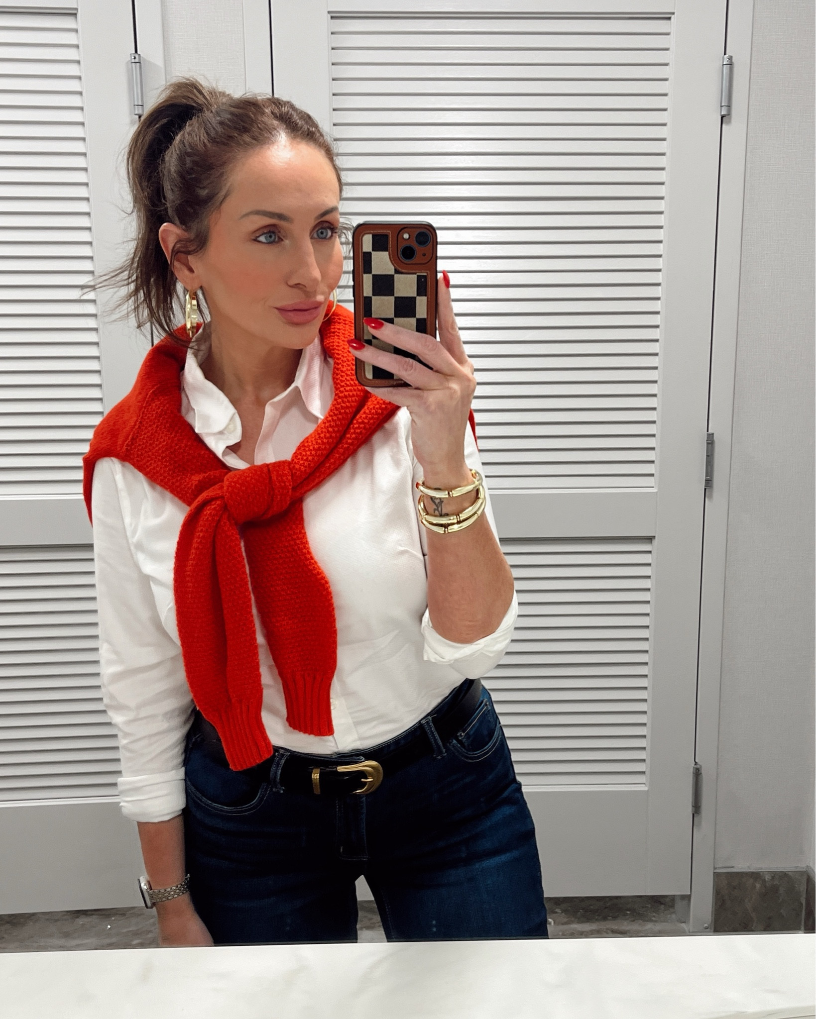 Business casual work ootd featuring my new brown hair ❤️
.
.
.
#shein #whitebuttondown #walmartdenim #redshoes #midsizeoutfits #midsizeworkwear 

#LTKStyleTip #LTKWorkwear #LTKMidsize