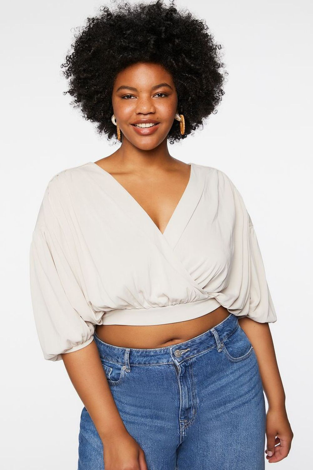 Plus Size Draped Surplice Crop Top | Forever 21 (US)