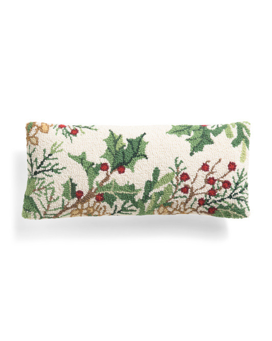 9x20 Wool Blend Hand Hooked Balsam Berries Pillow | TJ Maxx