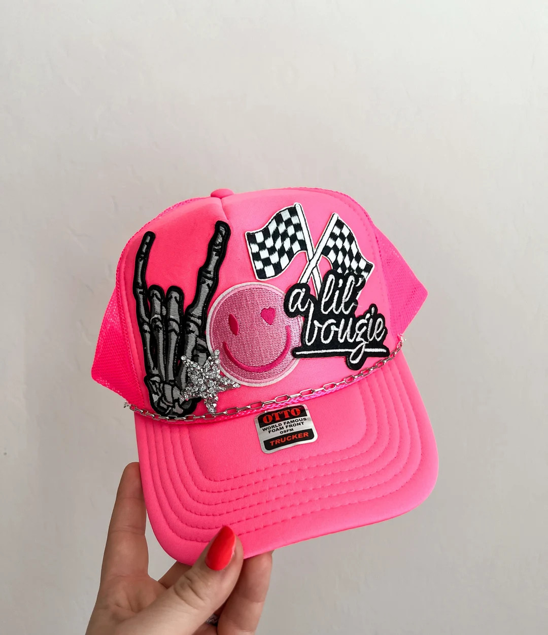Trucker Patch Hat, Iron Patches, Trucker Hat, Cowgirl Trucker Hat, Womans Trucker Hat, Neon Pink ... | Etsy (US)