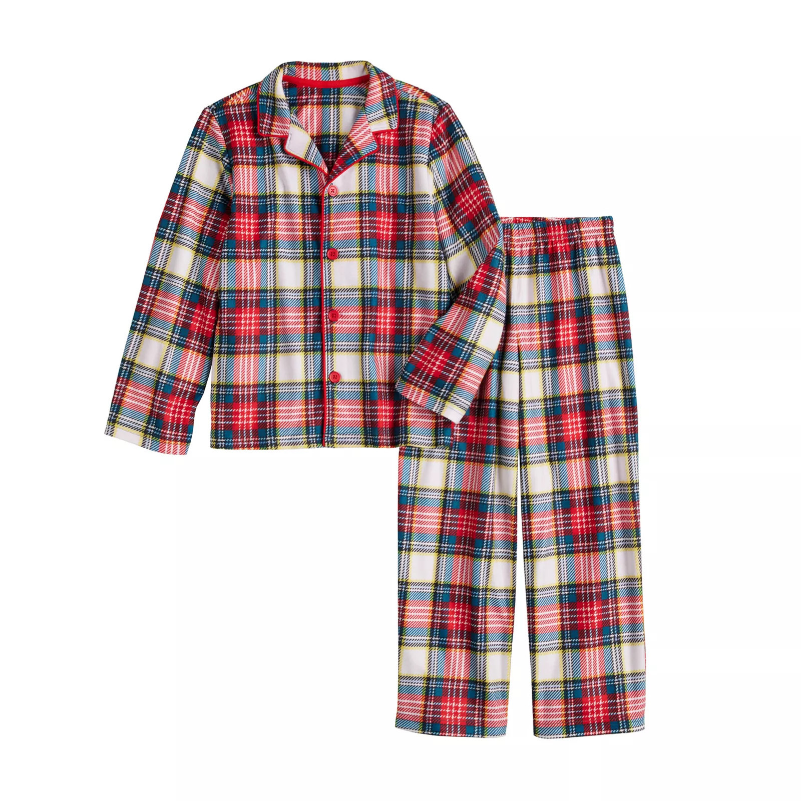 Kids 4-14 Jammies For Your Families® Jingle Bell Rock Top & Bottoms Pajama Set, Kids Unisex, Holiday Plaid | Kohl's