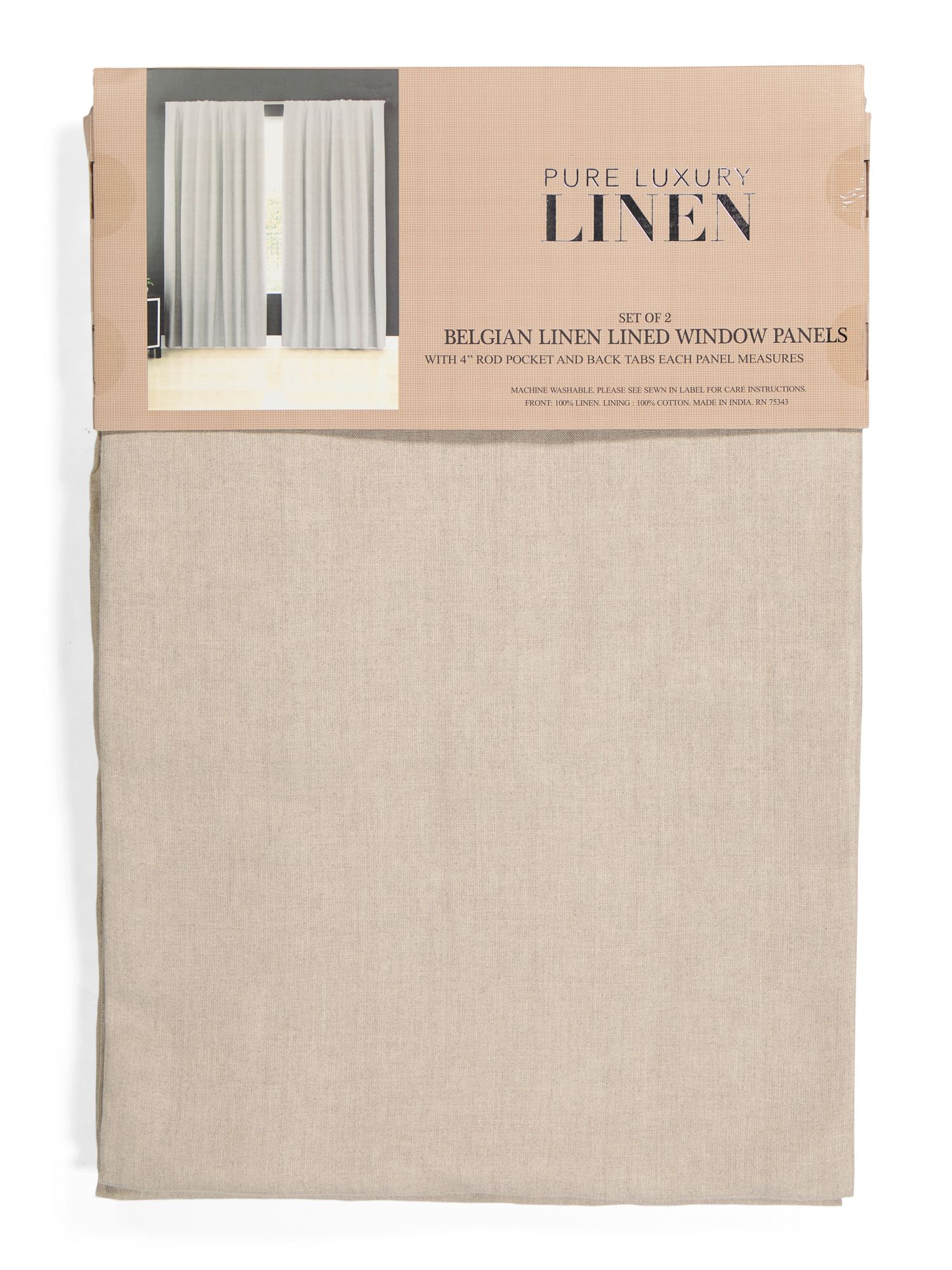 Set Of 2 Lined Belgian Linen Window Panels | TJ Maxx