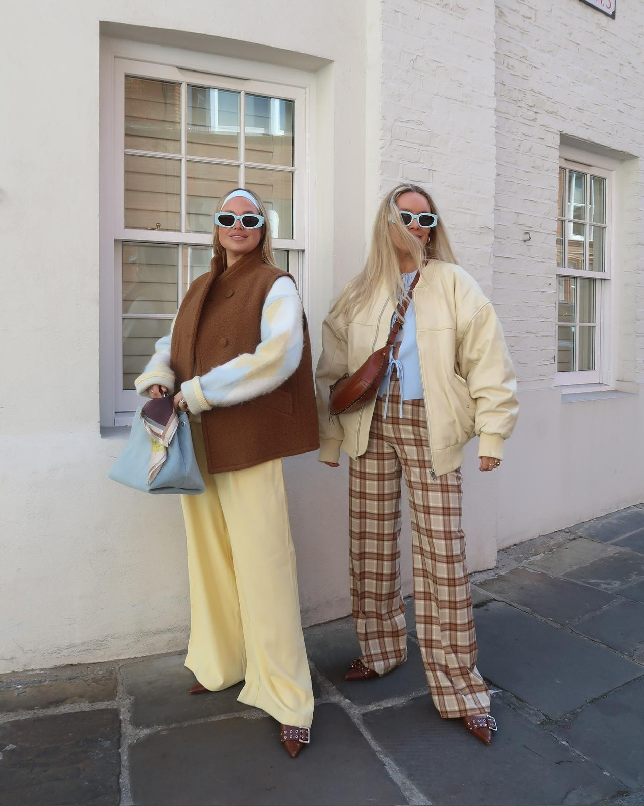 Outfit inspiration 💛 autumn, transitional pieces, Sezane, ASOS, butter yellow trousers, leather oversized bomber jacket, checked trousers, short sleeveless coat 

 #LTKuk #LTKautumn #LTKeurope
