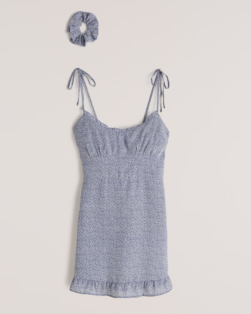 Tie-Strap Slim Waist Mini Dress | Abercrombie & Fitch (US)