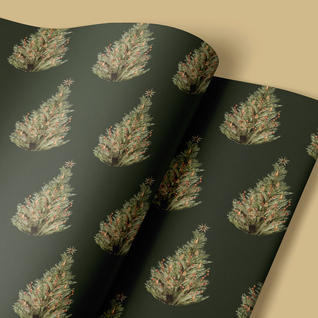 Wrapping Paper: Dark Green Christmas Tree Emerald Green, Minimalist Holiday, Birthday, Winter, Gi... | Etsy (US)