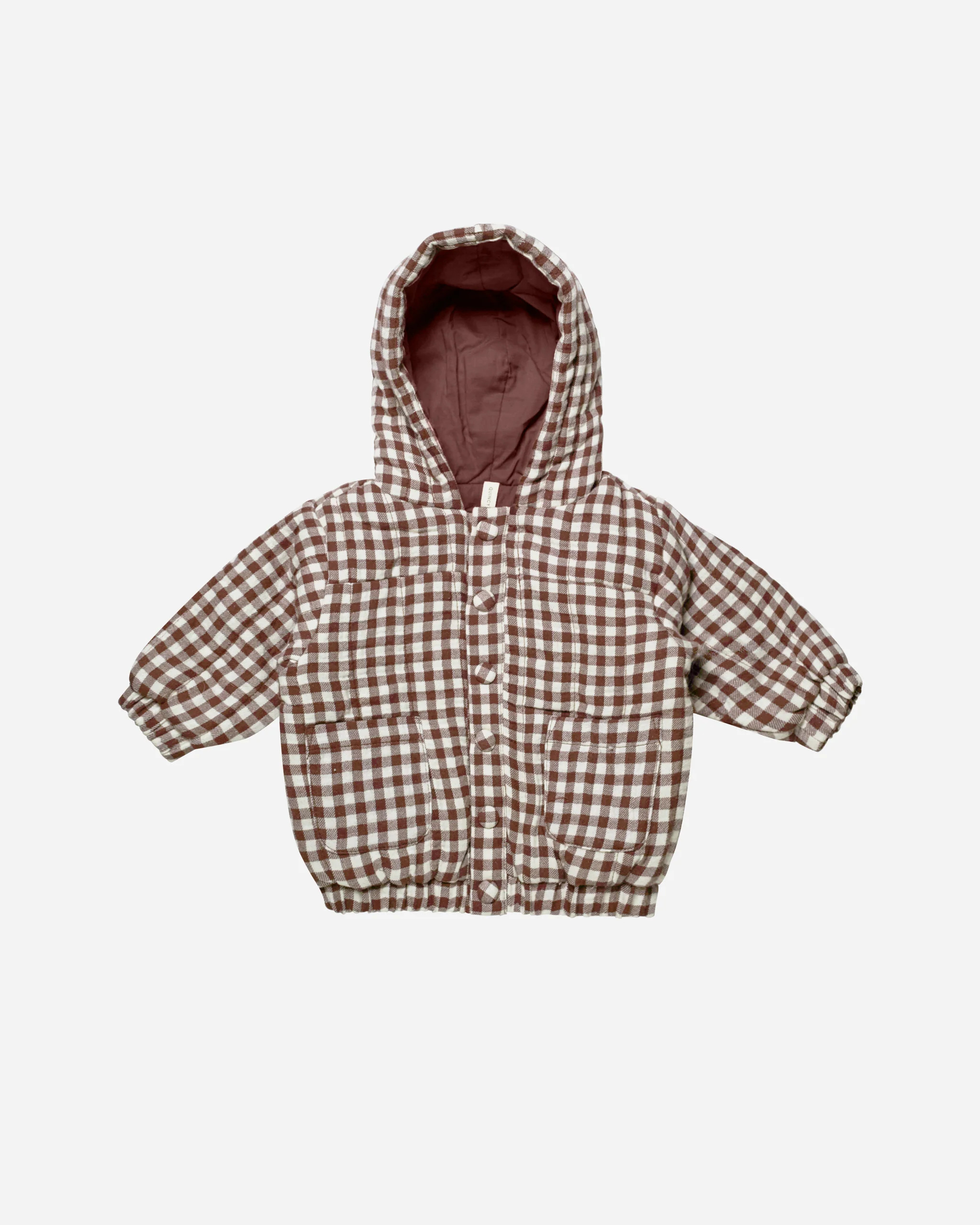 Hooded Woven Jacket || Plum Gingham | Rylee + Cru