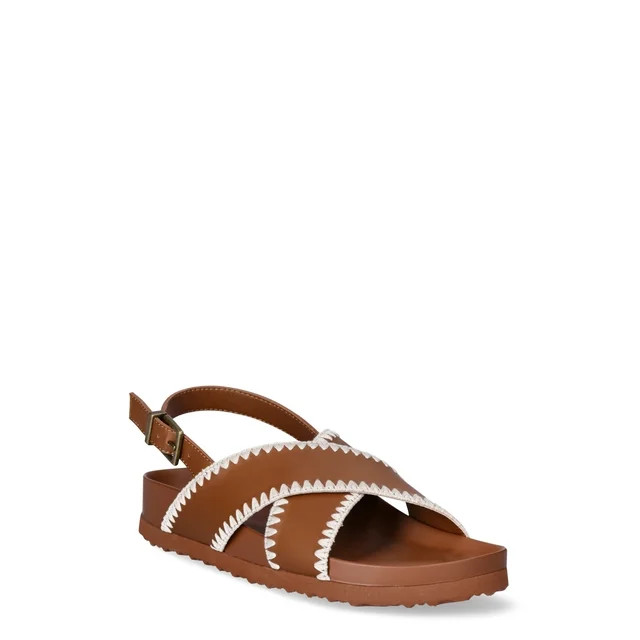 Time and Tru Women's X-Band Footbed Sandals - Walmart.com | Walmart (US)