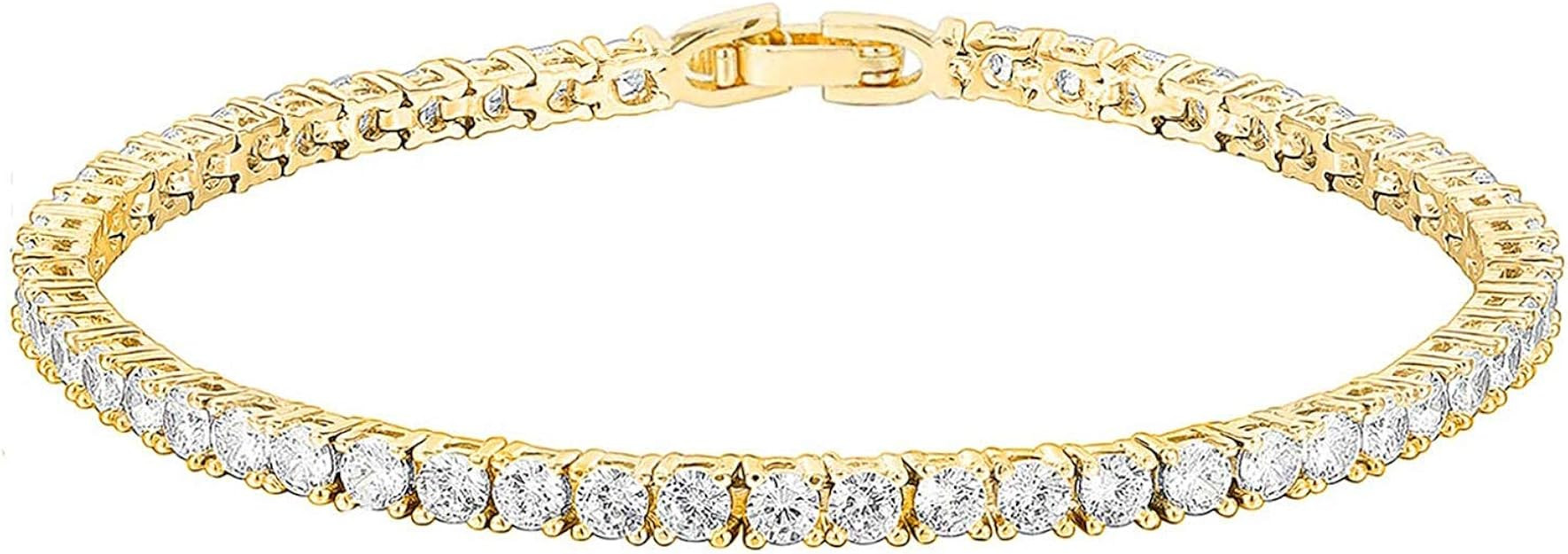 PAVOI 14K Gold Plated 3mm Cubic Zirconia Classic Tennis Bracelet | Gold Bracelets for Women | Siz... | Amazon (US)