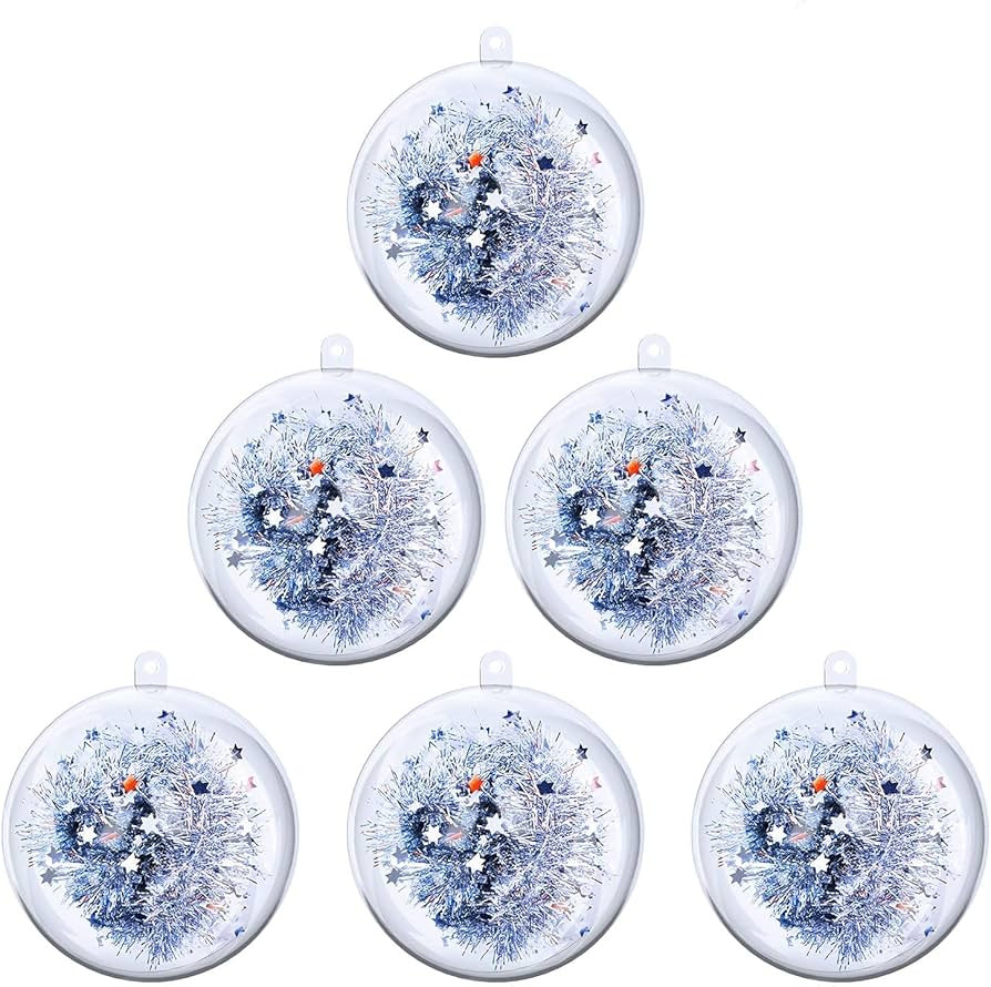 20Pcs (3.15"/80mm) Clear DIYChristmas Ornaments, Clear Plastic Fillable Ornaments Ball, for Chris... | Amazon (US)