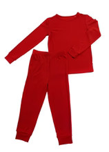 Red Ribbed Two Piece Long Set | Little Pajama Co.