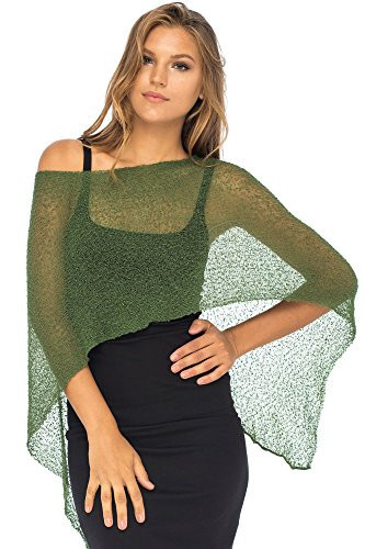 Back From Bali Womens Sheer Poncho Shrug Top Knit Hunter Green | Amazon (US)