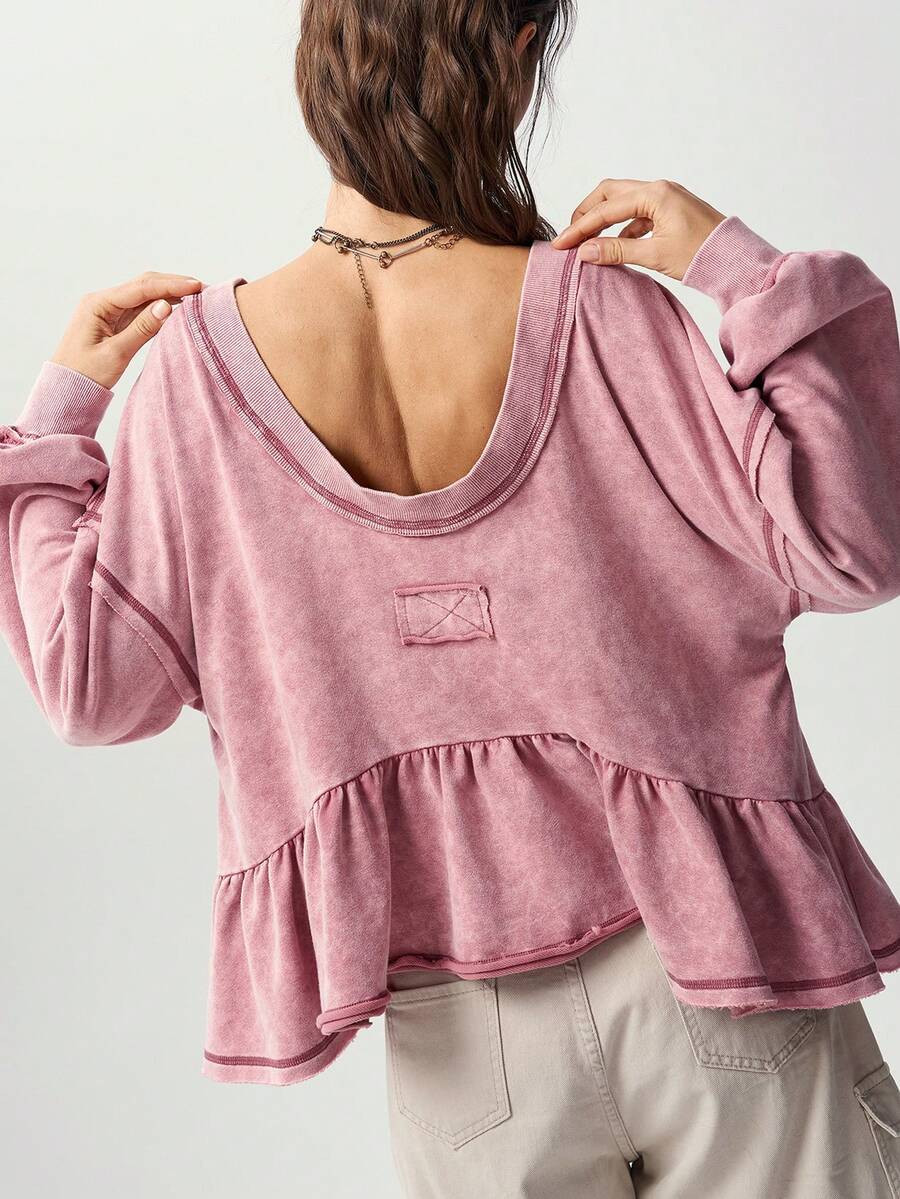 Bohemela Casual Solid Color Knit Women's Sweatshirt | SHEIN