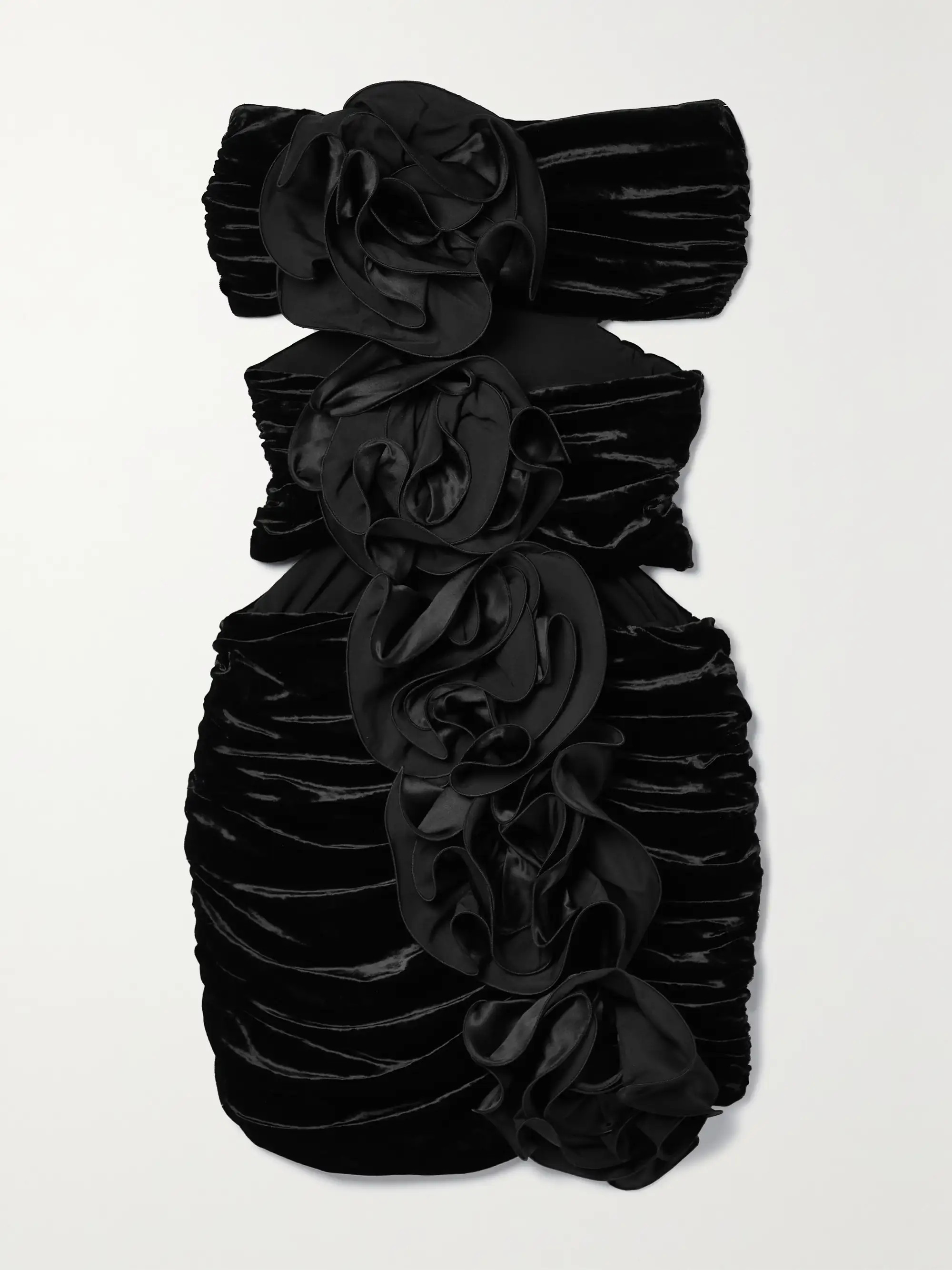 Strapless cutout gathered stretch-velvet mini dress | NET-A-PORTER (US)