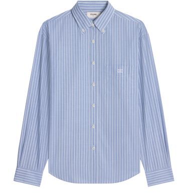Striped cambridge shirt in chambray cotton - CELINE | 24S US