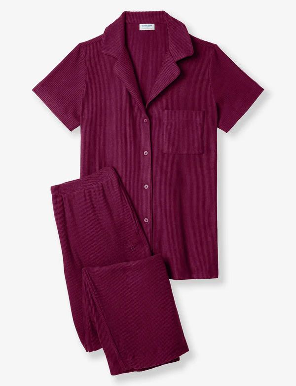 Women's Zen Ribbed Short Sleeve Top and Pant Pajama Set | Tommy John