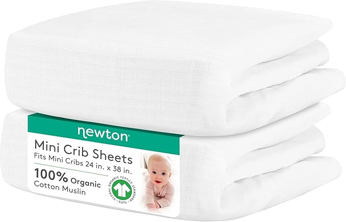 Newton Baby Mini Crib Fitted Sheets (2-Pack) | Organic Muslin Cotton, 100% Breathable & Soft Baby... | Amazon (US)